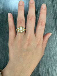 Victorian Revival Pearl Cluster 14K Gold Ring