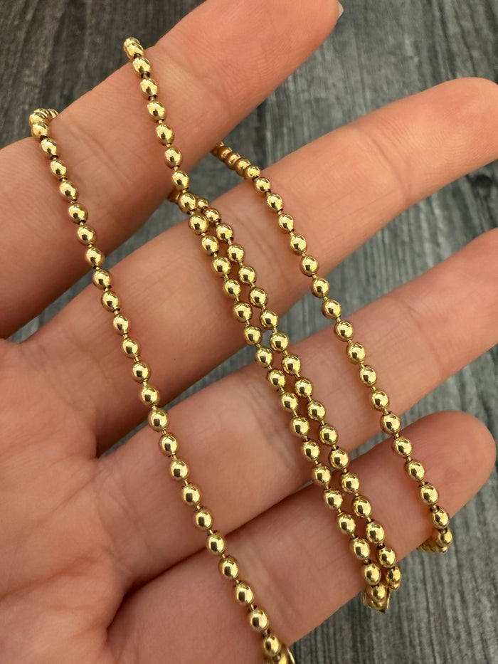 Uno A Erre 14K Gold Ball Chain, 18" Long
