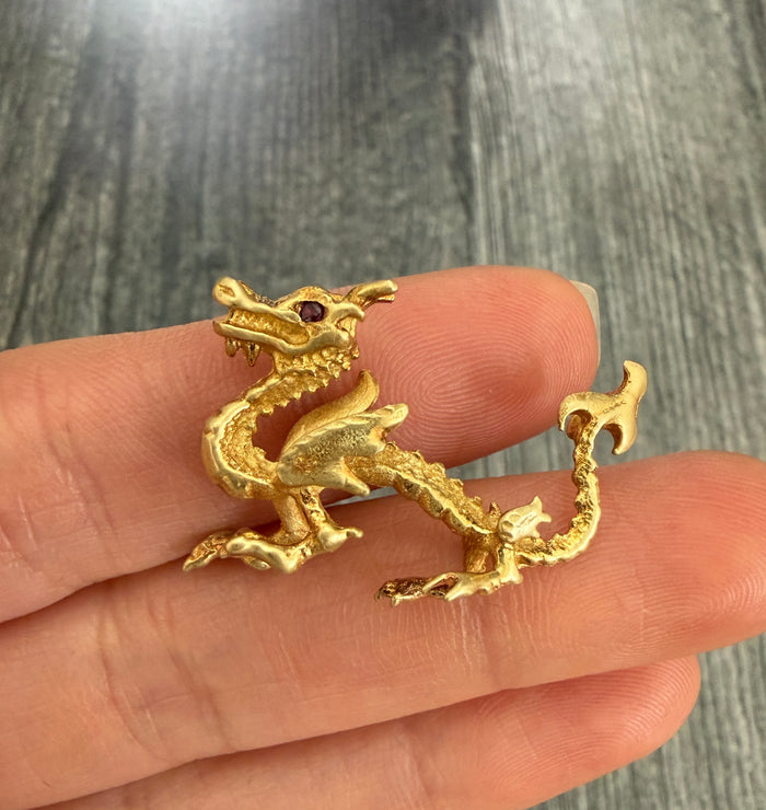 Handmade 18K Gold Dragon Pendant