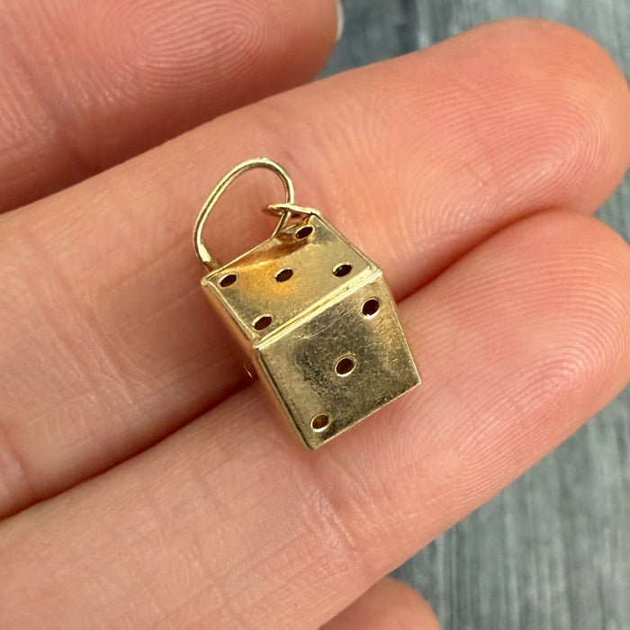 Small 14K Gold Dice Charm