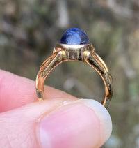 Vintage Moonstone and Labradorite 18K Gold Signet Ring