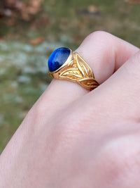 Vintage Moonstone and Labradorite 18K Gold Signet Ring