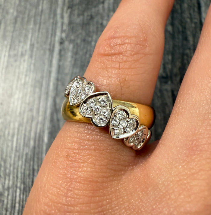 Diamond Heart and 18K Gold Band