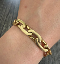Vintage 14K Gold Flat Oval Link Bracelet, 8.5" Long