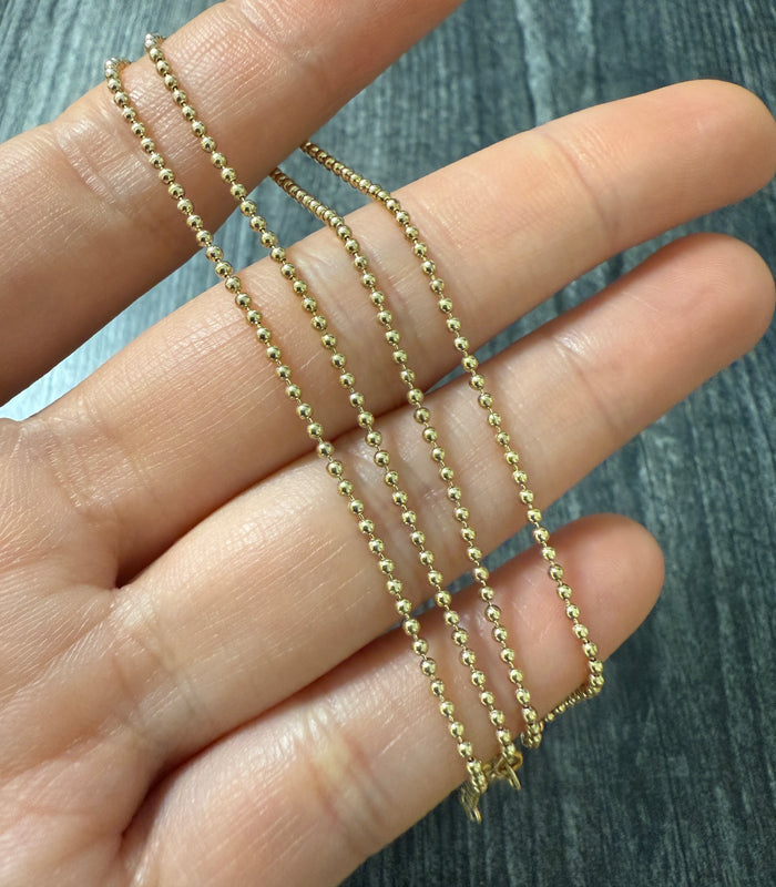 Small 14K Gold Ball Chain, 16” Long