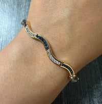 Vintage Sapphire & Diamond Wave Bracelet (A)