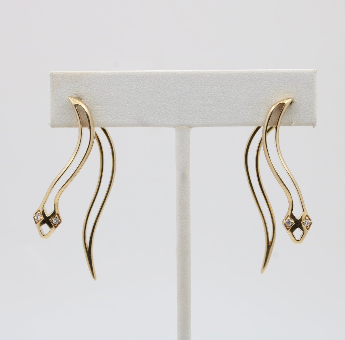 Dimensional Front to Back Diamond Snake Earrings
