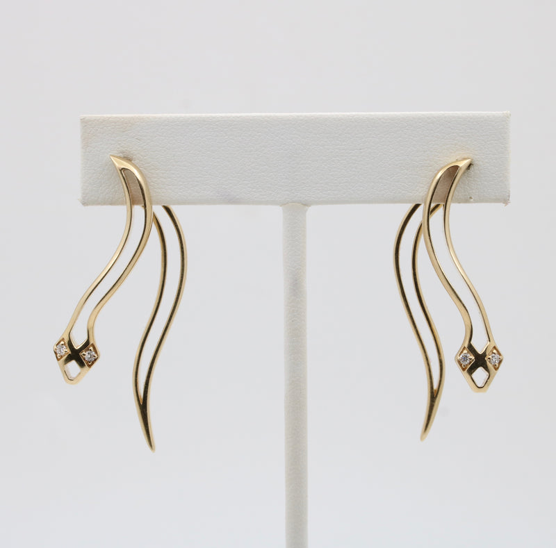 Dimensional Front to Back Diamond Snake Earrings