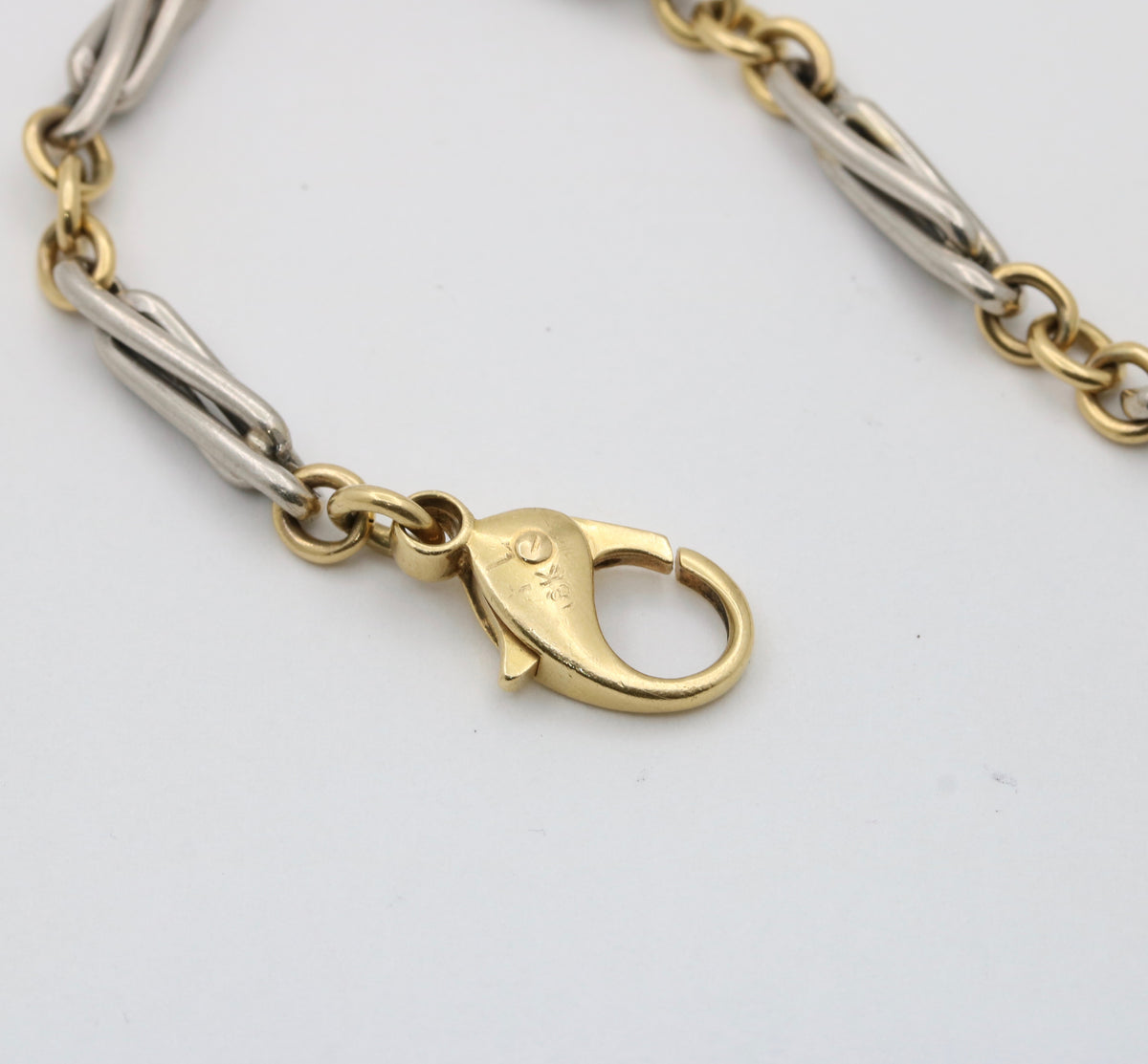Vintage Bicolor 18K Gold and Platinum Twist Trombone Link Bracelet