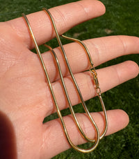 Vintage 14K Gold Tubular Snake Chain, 16” Long