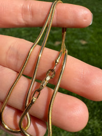 Vintage 14K Gold Tubular Snake Chain, 16” Long
