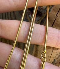 Vintage 14K Gold Tubular Snake Chain, 16” Long
