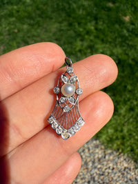 Edwardian Diamond and Pearl Bell Shaped Charm