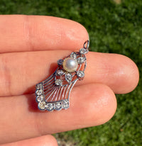 Edwardian Diamond and Pearl Bell Shaped Charm