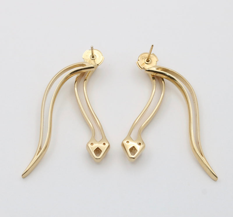 Dimensional Front to Back Diamond Snake Earrings