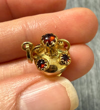 Vintage Garnet and 14K Gold Urn Vase Charm