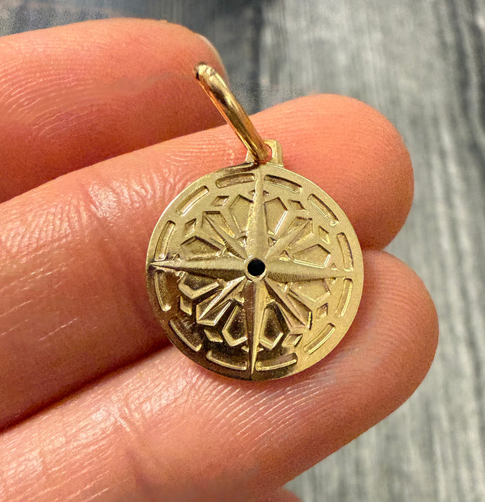 14K Gold Compass or North Star Charm
