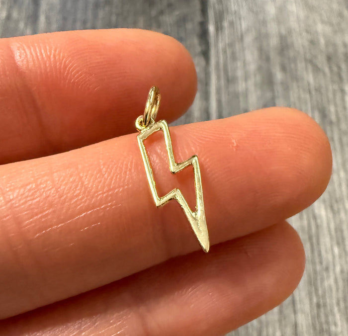Mini 14K Gold Lightning Bolt Charm