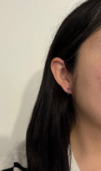 Sapphire and 14K Gold Star Huggie Earrings