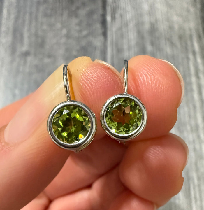 Peridot and 14K White Gold Leverback Earrings