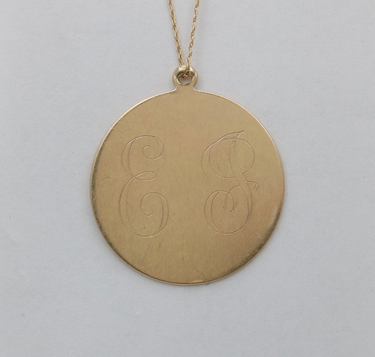 14K Gold Monogram Disc Charm Necklace