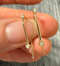 Diamond and 14K Gold Hook Dangle Earrings