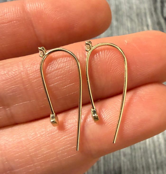 Diamond and 14K Gold Hook Dangle Earrings