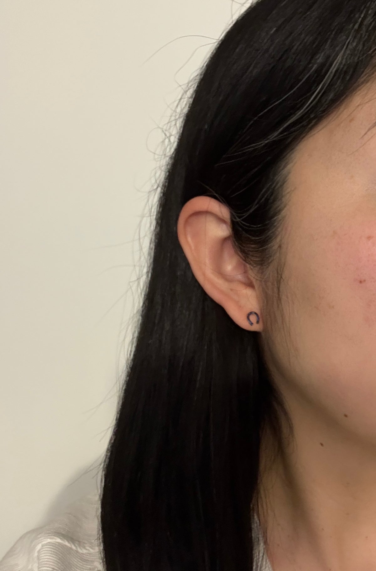 Sapphire and 14K Gold Horseshoe Stud Earrings