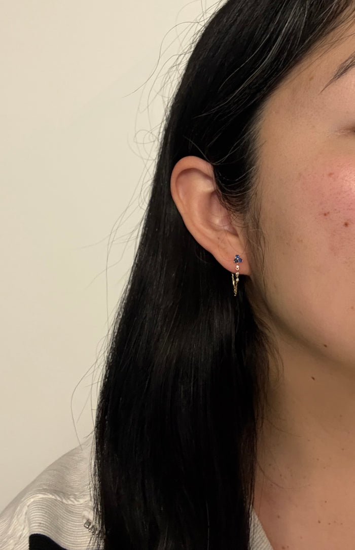 Sapphire and Diamond Trefoil Chain Earrings