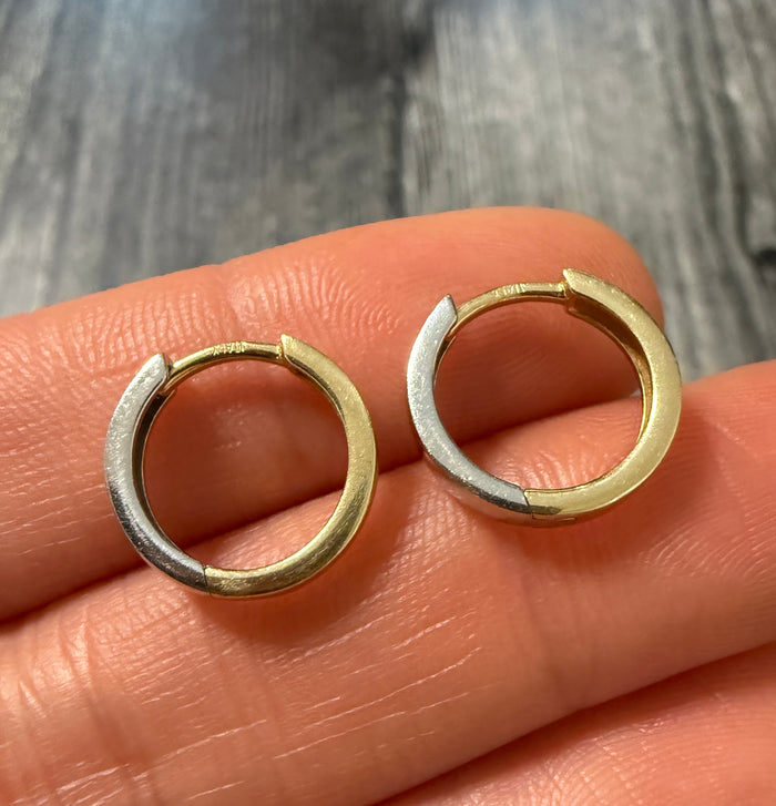 Bicolor 14K Gold Reversible Huggie Earrings
