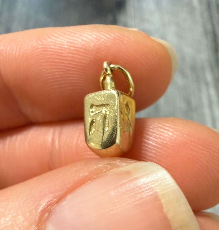 Mini 14K Gold Dreidel Charm