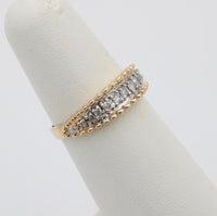 Vintage Diamond Band with Scalloped Edges, 14K Gold