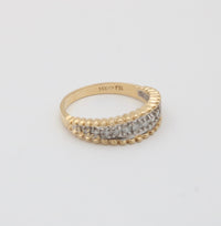 Vintage Diamond Band with Scalloped Edges, 14K Gold