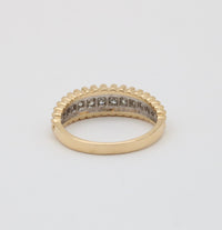 Vintage Diamond Band with Scalloped Edges, 14K Gold