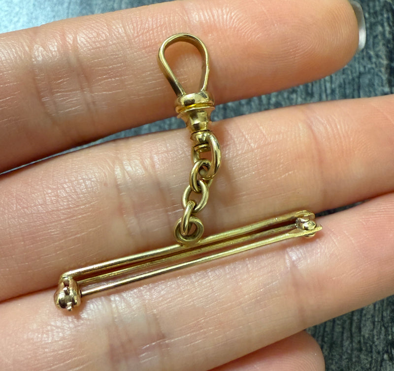 Antique 14K Gold Dog Clip Fob Pin