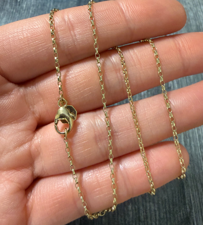 14K Gold Cable Link Chain, 16" Long