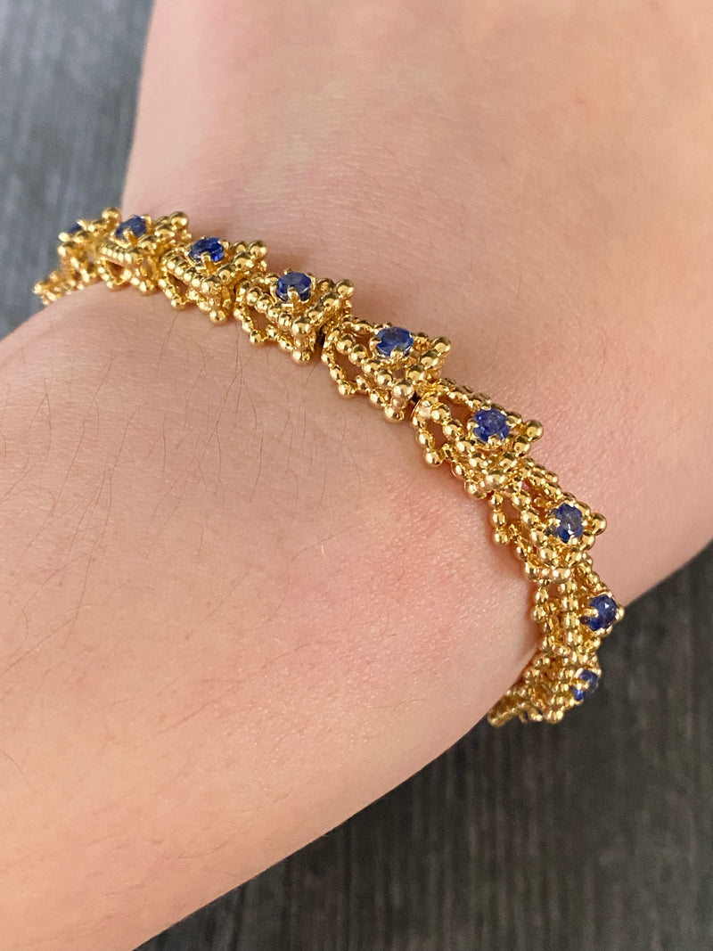 Vintage Tiffany & Co Sapphire and 18K Gold Bracelet