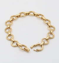 Vintage 18K Gold Circular Link Bracelet, 7.5” Long