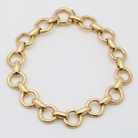 Vintage 18K Gold Circular Link Bracelet, 7.5” Long