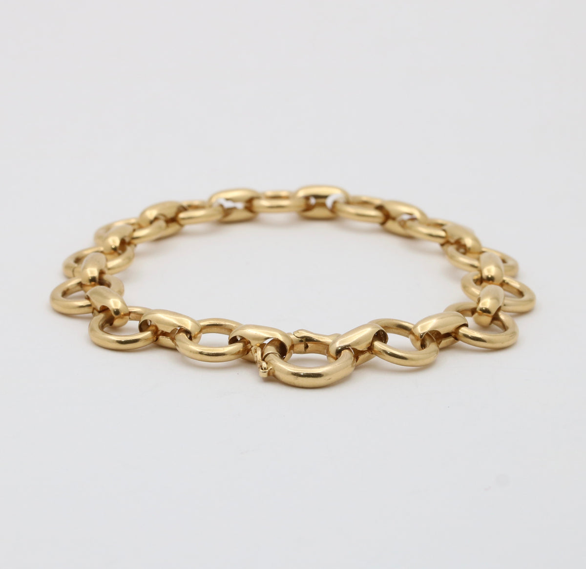 Vintage 18K Gold Circular Link Bracelet, 7.5” Long