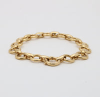 Vintage 18K Gold Circular Link Bracelet, 7.5” Long