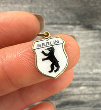 Vintage Enamel and 8K Gold Shield "BERLIN" German City Charm