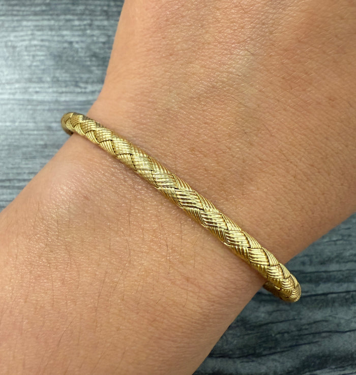 Vintage 14K Gold Woven Braided Bangle