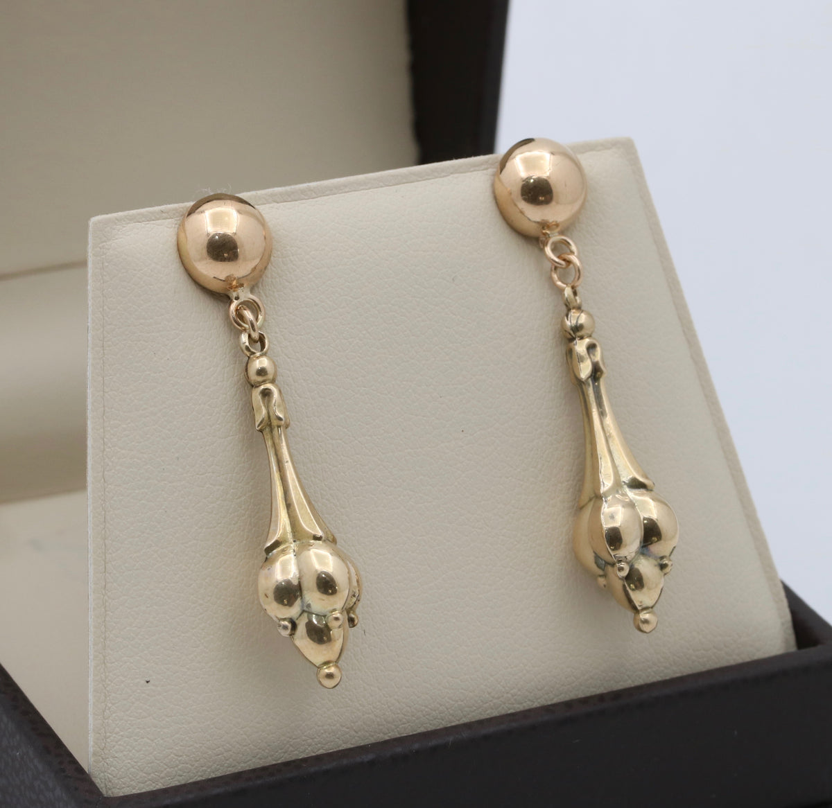 Vintage 14K Gold Torpedo Dangle Earrings