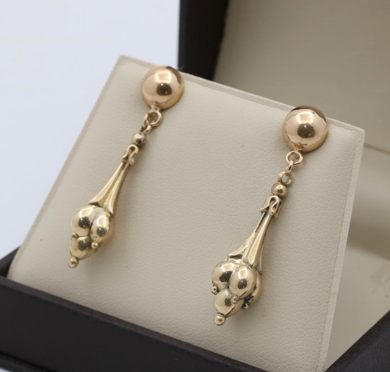 Vintage 14K Gold Torpedo Dangle Earrings