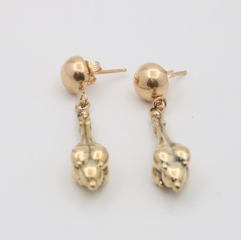 Vintage 14K Gold Torpedo Dangle Earrings