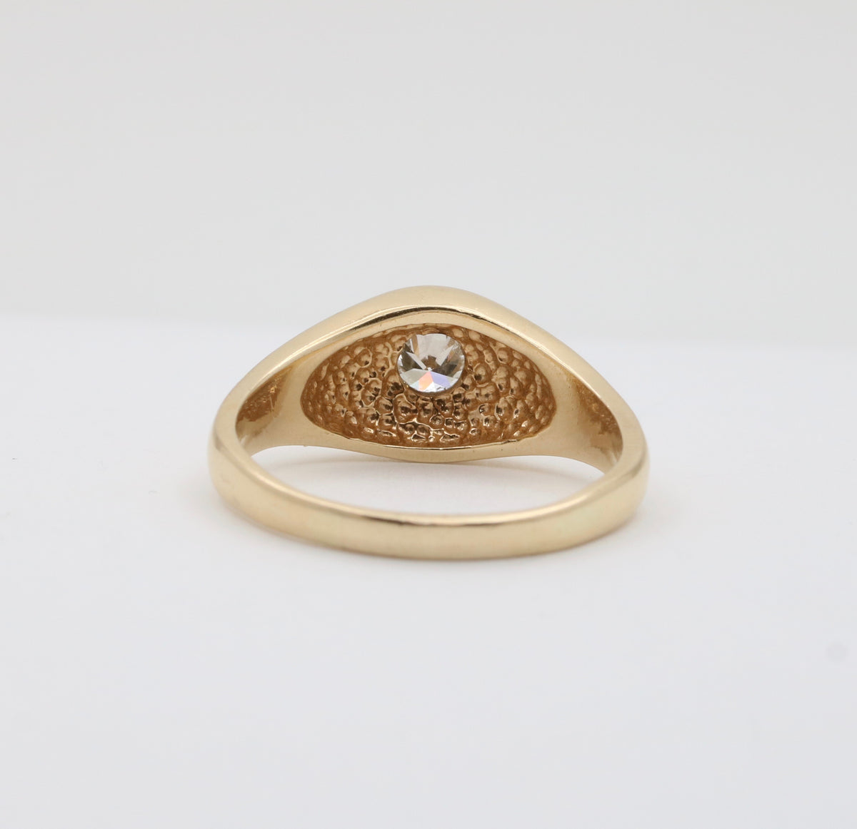Vintage Diamond and 14K Gold Flush Set Dome Ring, Size 12