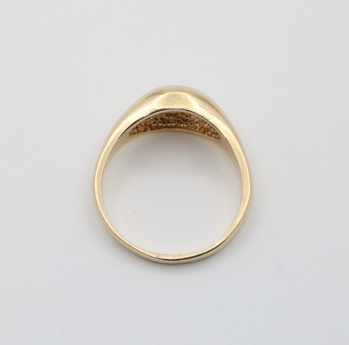 Vintage Diamond and 14K Gold Flush Set Dome Ring, Size 12