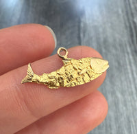 Vintage Alaska Gold Rush Nugget Style 10K Gold Salmon Fish Charm