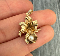 Vintage 14K Gold Daffodil Orchid Charm